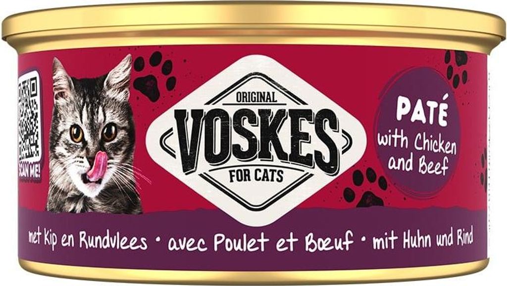 Voskes Paté mit Huhn & Rind - Katzenfutter 85g