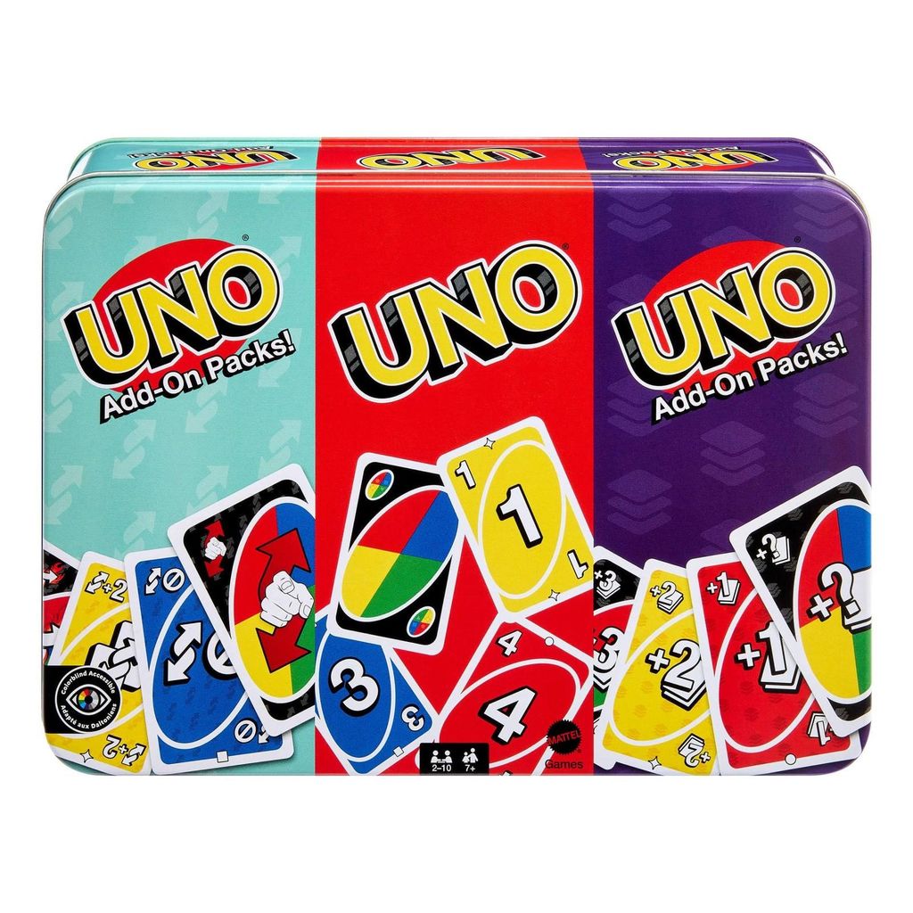 Games UNO Kartenspiel mit zwei Erweiterungssets, Kartendeck für Kinder, Erwachsene und Spieleabende, Kartenspiel, Familie, 7 Jahr(e)