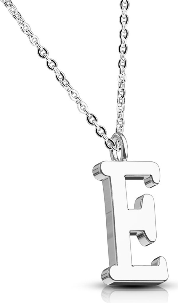 E - Kette Buchstaben Anhänger Silber aus Edelstahl Damen E