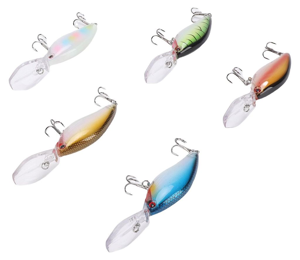 5-teiliges Set aus Kunststoff-Köder für Barsche – naturgetreue Swimbait- und Crankbait-Köder für das Angeln im Süß- und Salzwasser sowie f...