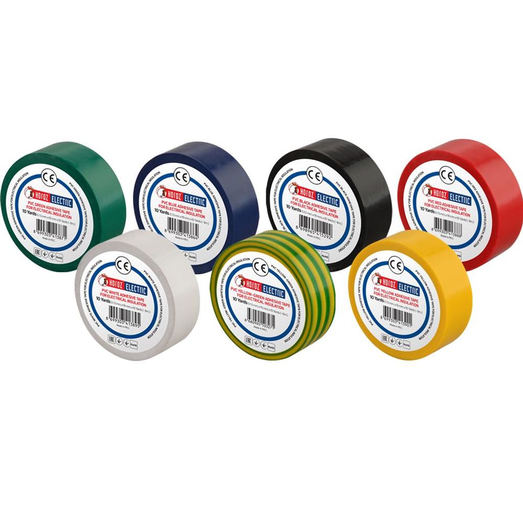 Set 7x | PVC-Isolierband 19 mm x 9 m, verschiedene Farben | HOROZ