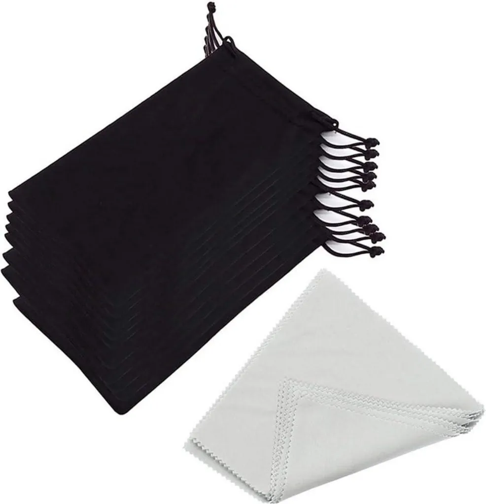 Lot de 10 housses microfibre haute densité noires anti-rayures 18x9cm