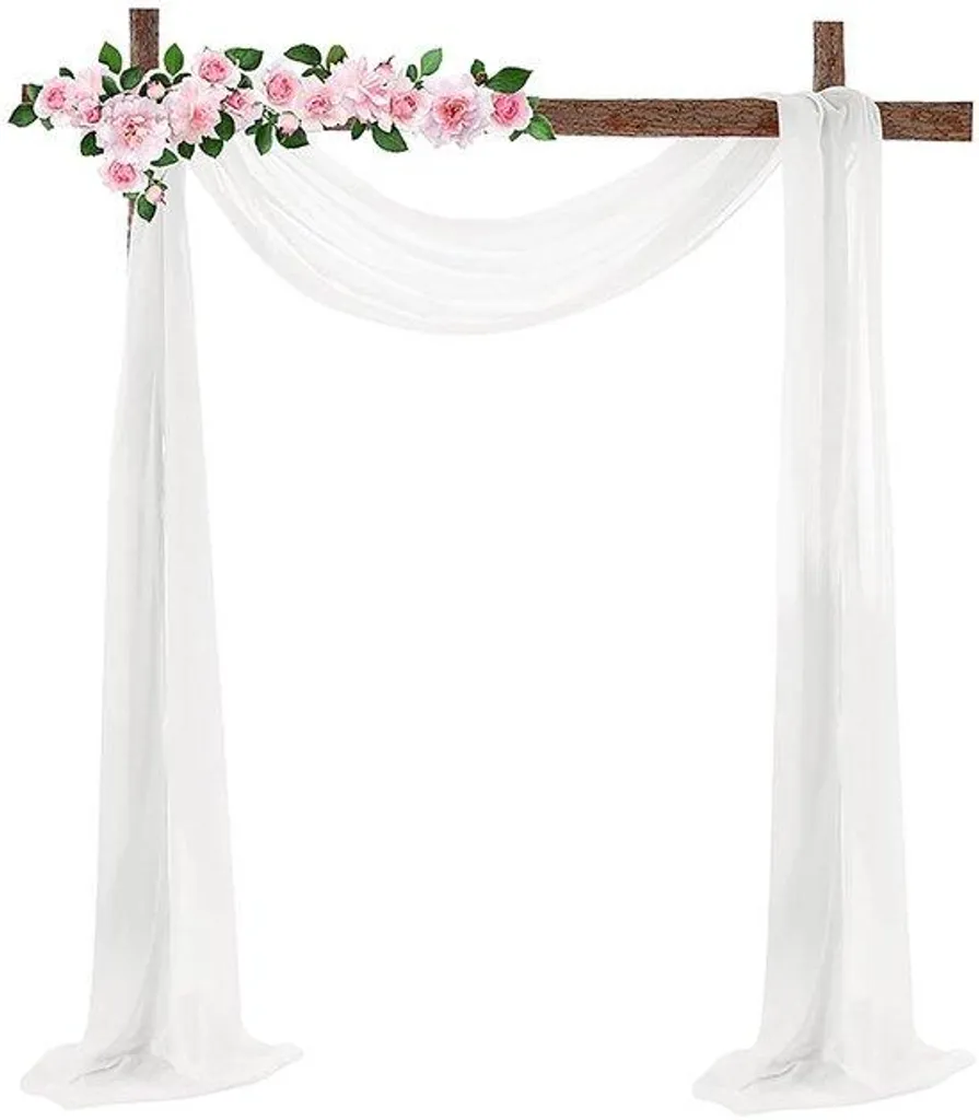 Voilage blanc pour arche de mariage en mousseline fluide 68 x 548 cm