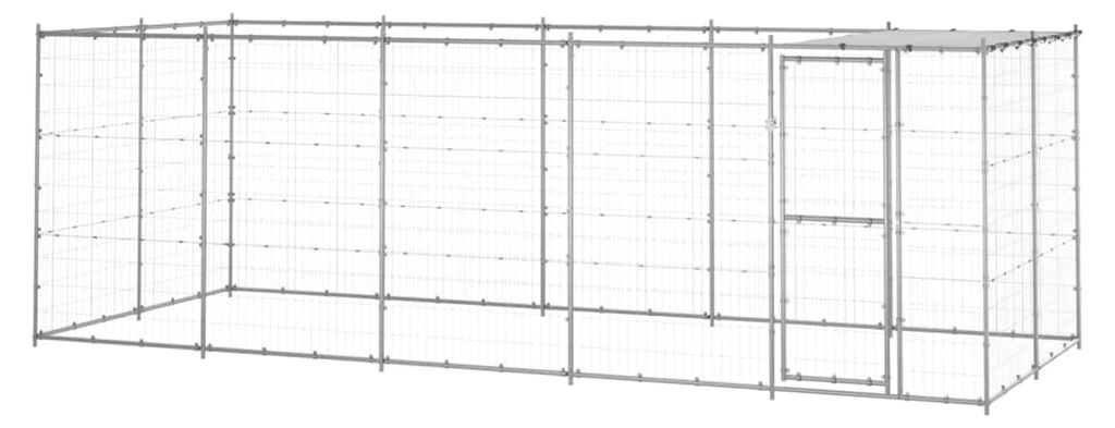 Hundehütte aus verzinktem Stahl Silber 550x220x180cm Spiel-Trainings-Schutz