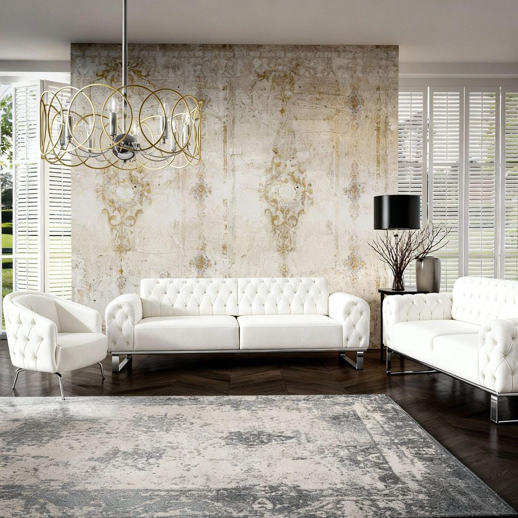 Sofa Set Jumeirah, Ausführung: 3-Sitzer + 2-Sitzer + Sessel, Farbe: weiß