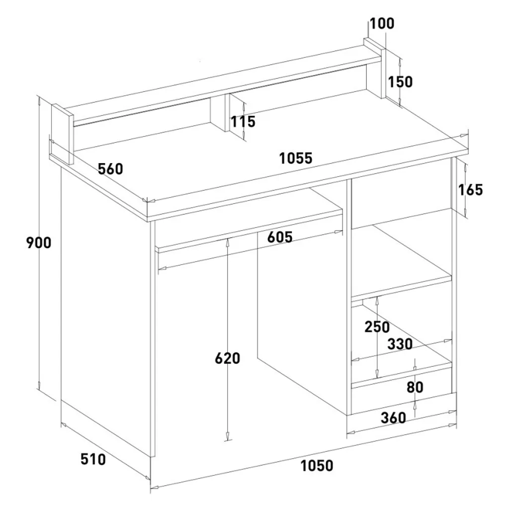 Petit bureau informatique blanc Drums Light à tablette coulissante compact - 7