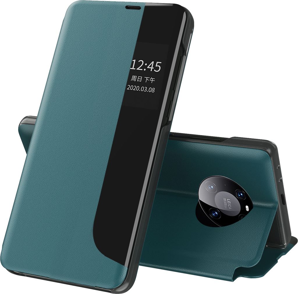 LaimTop Hülle für Huawei Mate 40 Pro, Smart View Fenster Flip Stand Cover Kunstleder Schutzhülle für Huawei Mate 40 Pro Grün