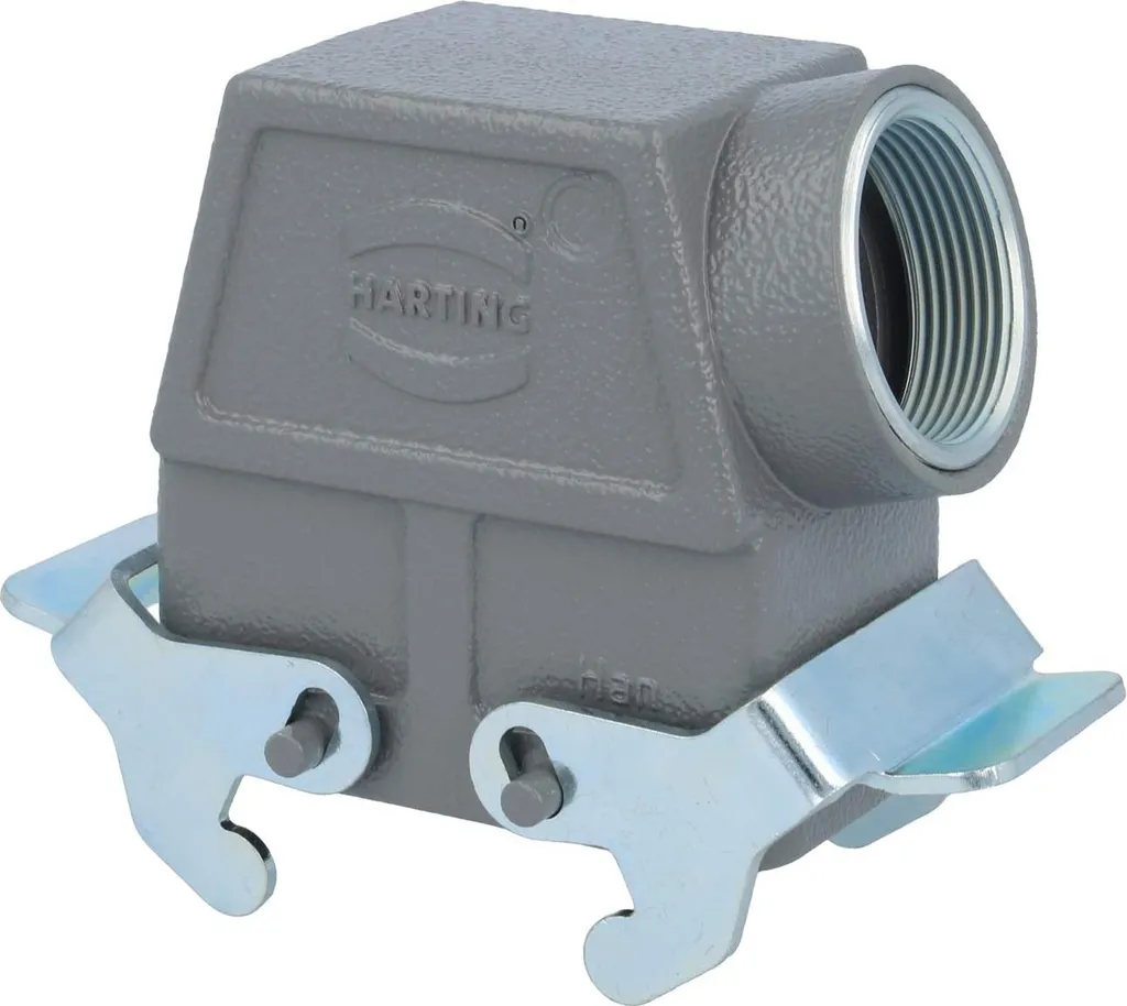 HARTING Han 10B Contenitore tubolare alto, 1xM32 uscita cavo laterale, con 2 staffe trasversali Vite M32 Area di serraggio