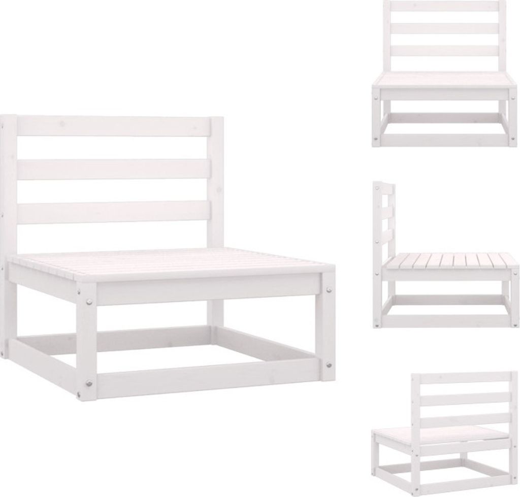 vidaXL Garten-Mittelsofa Weiß Kiefer Massivholz - Gartenmöbel-Sets