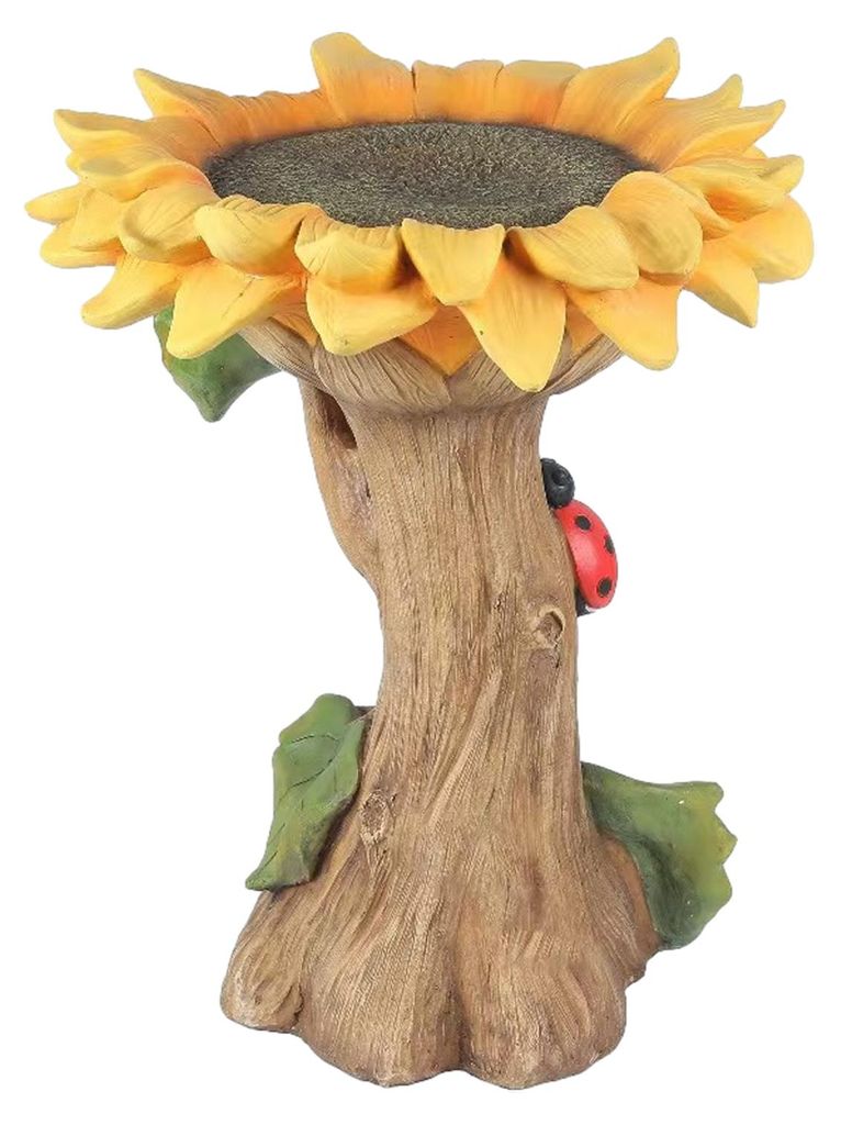 Garten-Vogelbad, Außenfigur (Waschbär/Sonnenblume/Katze/Eule), Vogelfutterhaus aus Kunstharz, Baumstumpf, Springbrunnen für Terrasse, Garten und...