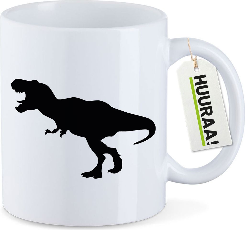 Huuraa Kaffeetasse Tyrannosaurus Rex Dinosaurier 330ml Weiß Keramik Kaffeebecher Geschenkidee