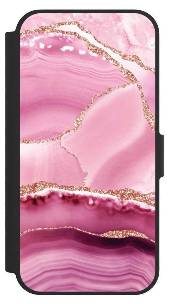 NIVOCASE Klapphülle für Apple iPhone 16e Handyhülle aus Kunst Leder NIVOflip schwarz Glitzer Look Marmor Meerjungfrau