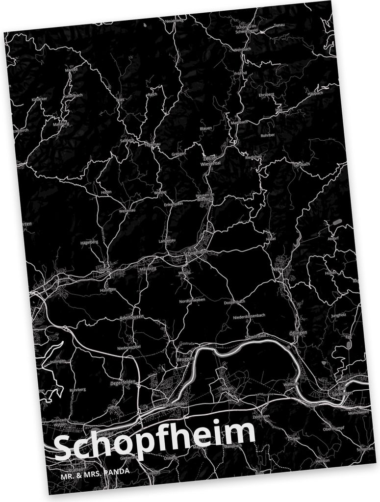 Mr. & Mrs. Panda Postkarte Schopfheim - Geschenk, Stadt Dorf Karte Landkarte Map Stadtplan, Ansichtskarten, Fotokarte, Grußkarte, Postkarten, Ansi...
