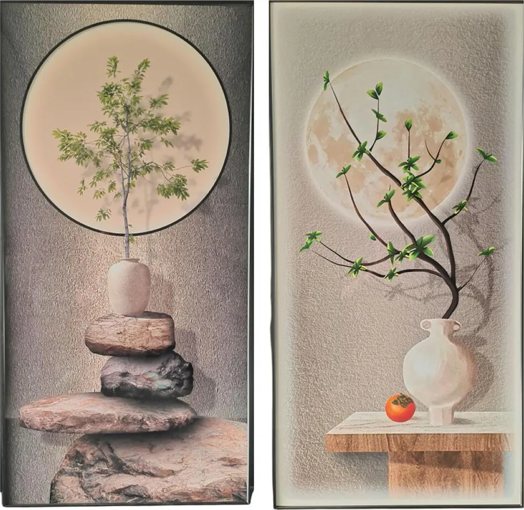 Habiller un Grand Mur Vide avec ce Set de 2 Tableaux Vert Marron