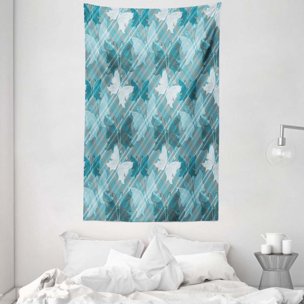 ABAKUHAUS Grunge Wandteppich und Tagesdecke, Butterfly Spring Saison aus Weiches Mikrofaser Stoff Waschbar ohne Verblassen Digitaldruck, 140 x 230 ...