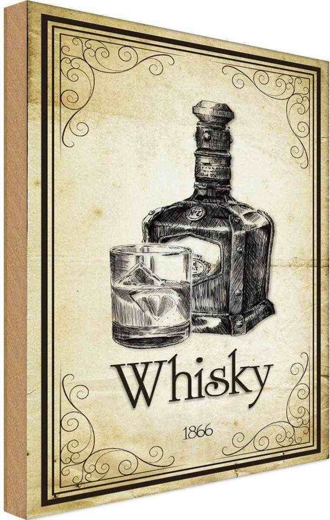 vianmo Holzschild 30x20 cm Alkohol 1866 Whisky Essen Trinken