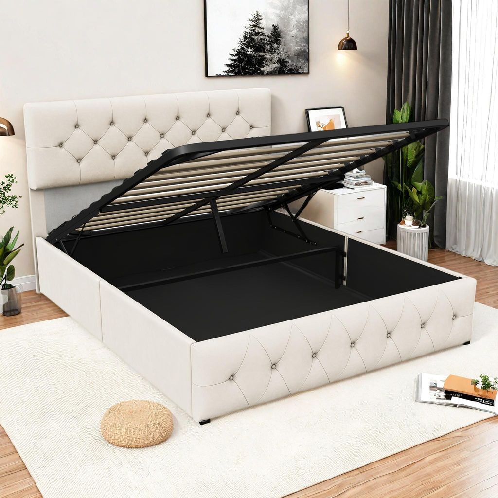 Čalúnená posteľ Fortuna Lai 140x200 cm, skriňová posteľ s Obrázok produktu 