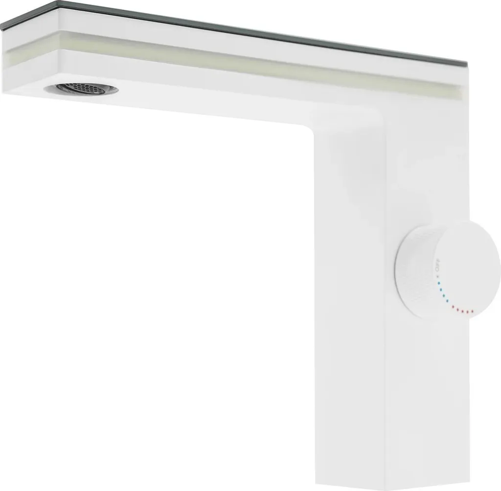 Rubinetto da lavabo - Display LED - Caldo/freddo - Montaggio a parete - Corpo in metallo - Cartuccia in ceramica - 2 tubi flessibili - Bianco