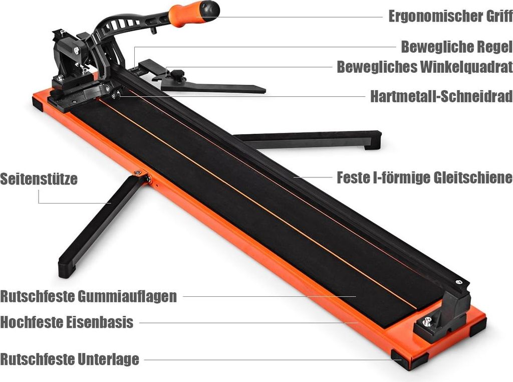 Manueller Fliesenschneider, 110 x 25 x 18 cm, schneidet bis zu 14 mm