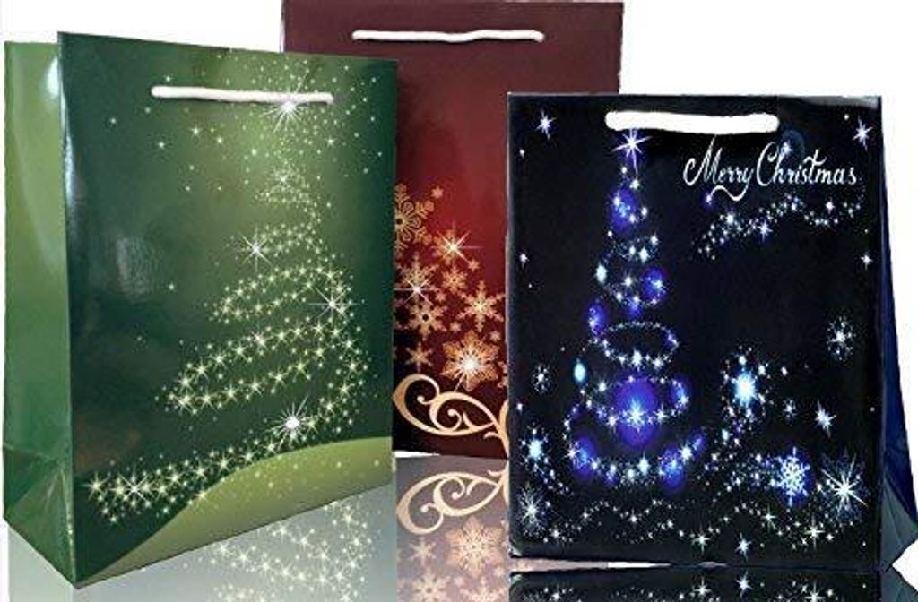LED Geschenktüten Weihnachtsdesign 3er Set
