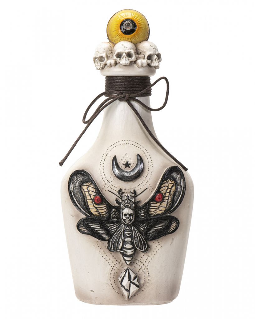 Weiße Giftflasche mit Totenkopf Motte & Augapfel 25 cm