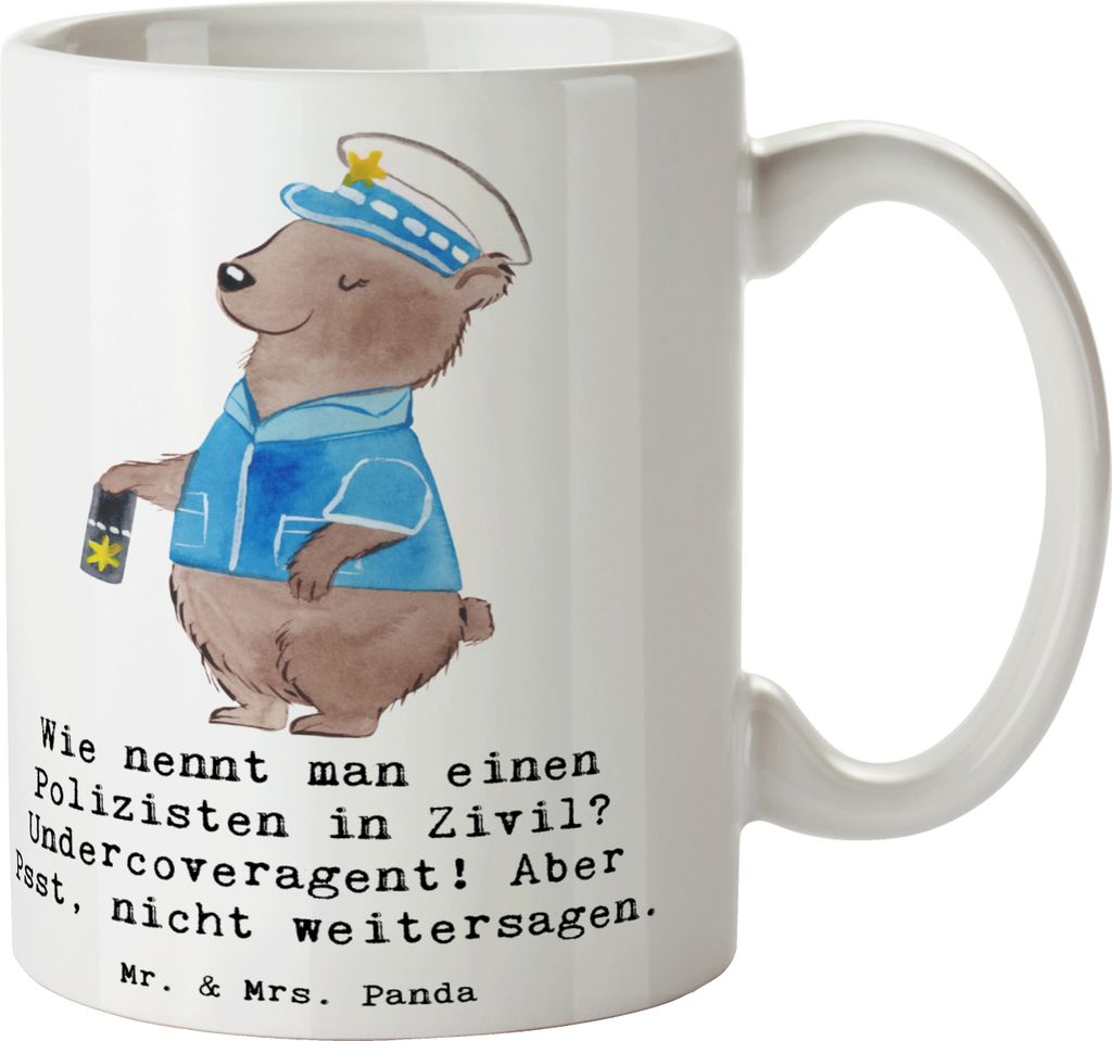 Mr. & Mrs. Panda Kaffeetasse Geheimer Polizist - Weiß - Geschenk, Berufe, Trinkbecher, Beruf, Berufsprodukte, lustig, Tasse, Dankbarkeit, Mut, kre...