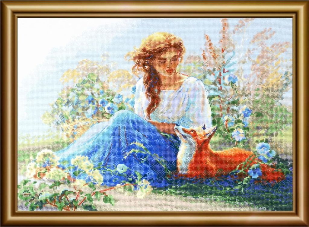 Aine Kreuzstich Stickpackung "Mutter Natur. Wiese, nach Olga Novitskaya Gemälde", Zählmuster, 40x30cm
