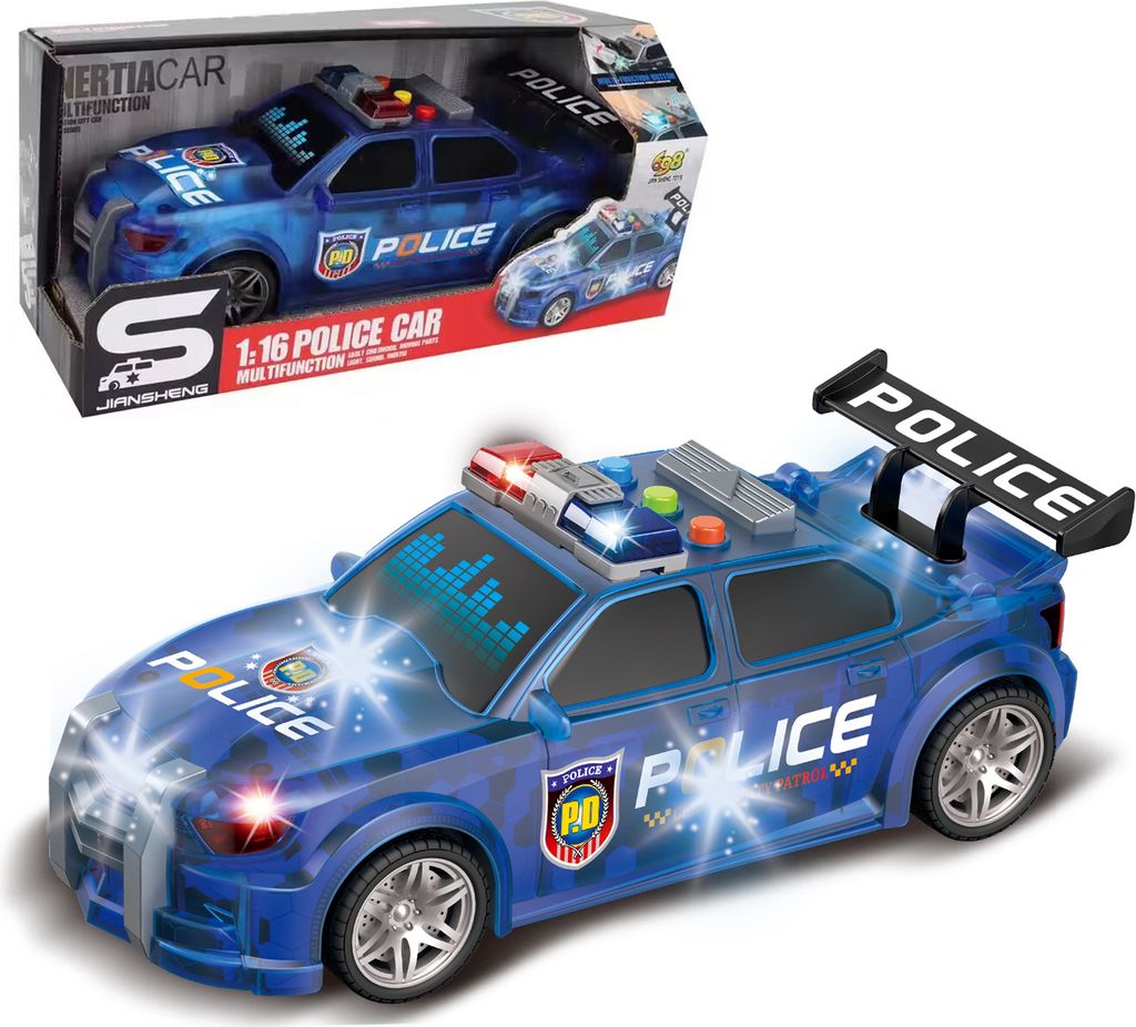 Auto Spielzeug, Polizeiauto, Spielzeugauto, Polizei Spielzeug, 1:16 Polizeiauto mit Licht und Sound, Aufziehauto