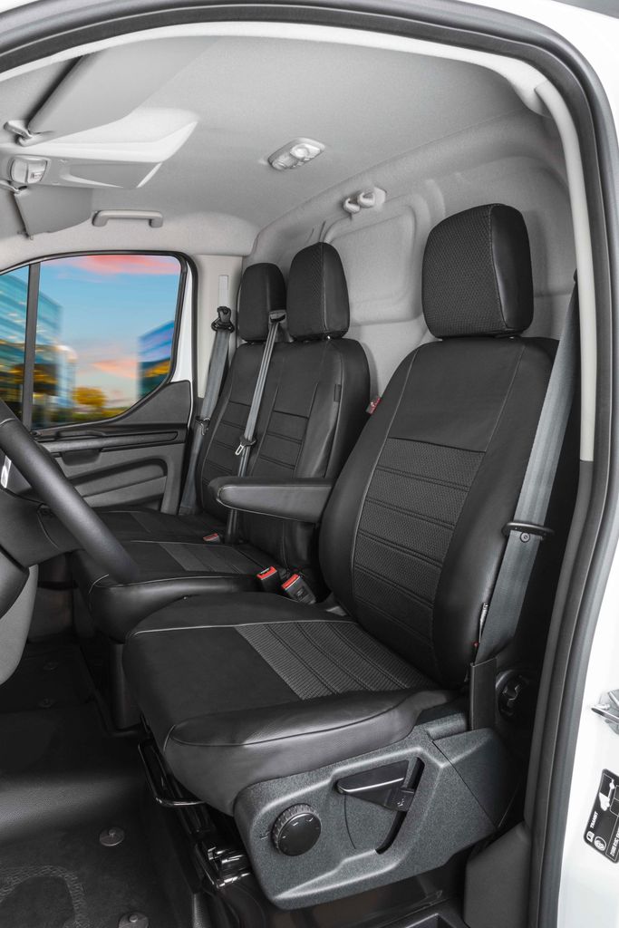 WALSER Premium Transporter Sitzbezüge Auto für VW T6 2014-Heute, Einzelsitzbezug vorne + Doppelbankbezug, Auto Sitzbezüge, Sitzschoner Auto, Aut...