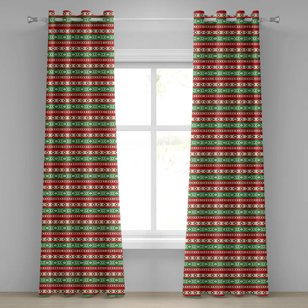 Paire de Rideaux Décoratifs Ethniques Fiesta à Rayures 280 cm x 175 cm