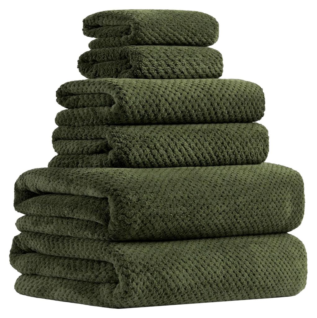 Extra großes Badetuch-Set für das Badezimmer, 76,2 x 152,4 cm, weich, leicht, schnell trocknend, Mikrofaser-Duschtücher (grün, 6 Stück)