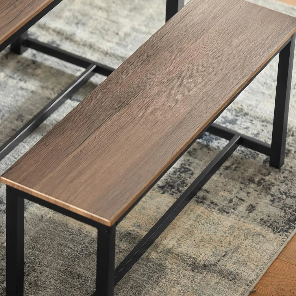 Set Table à Manger 110x58cm et Bancs Encastrables Structure Métal Robuste - 8