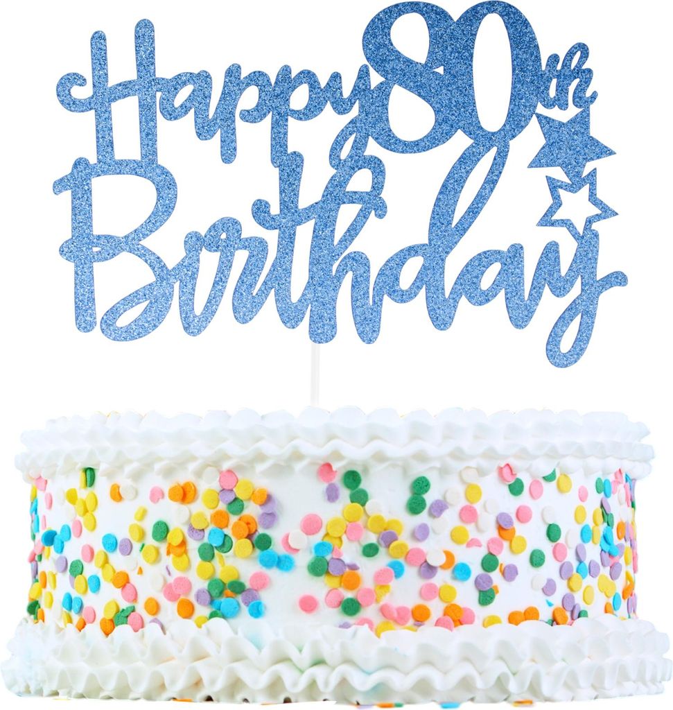 Kuchendekoration, Kuchenaufsatz, Kuchenaufsatzdekoration, Kuchendekorationszubehör zur Feier des 80. Geburtstags, Blau