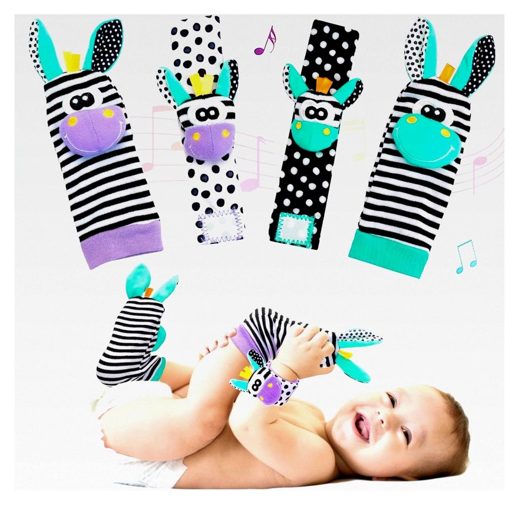 Rasselsocken für Babys - Handgelenk- und Fußfinder-Socken für Neugeborene, sensorisches Spielzeug für Jungen und Mädchen von 0 bis 12 Monaten ...