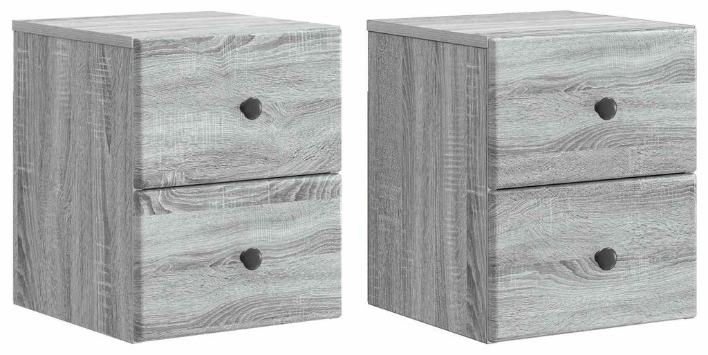 Wandmontierter Nachttisch 2 pcs Graues Sonoma 34,5 x 33 x 40 cm