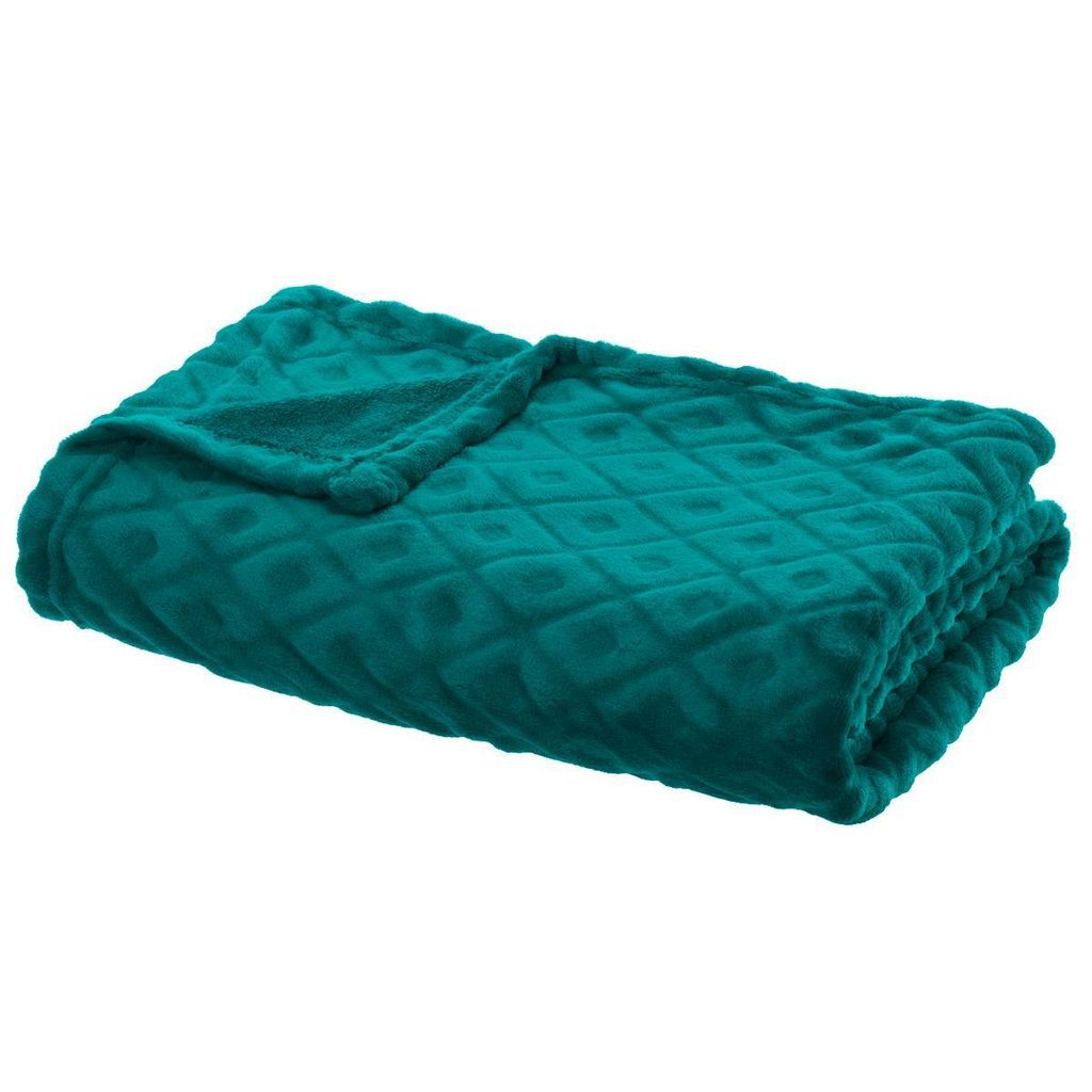Plaid "losan" 3d losange flanell blau ente 180x230cm - Atmosphera créateur d'intérieur