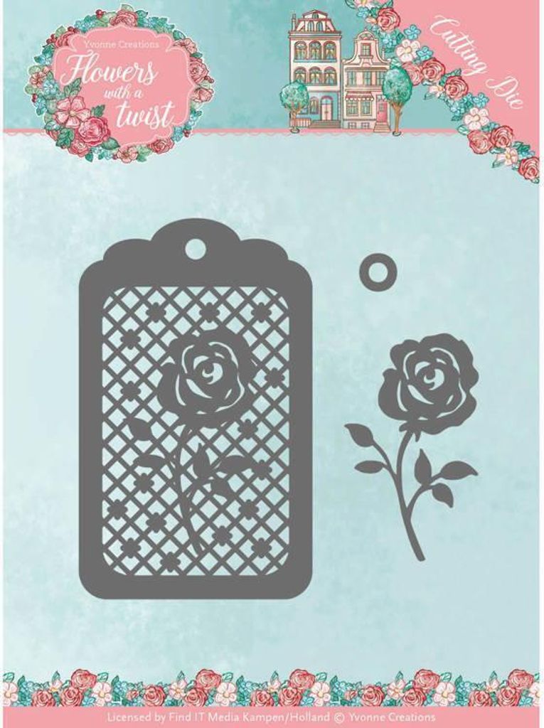 Stanzschablone - Yvonne Creations - Flowers with a Twist - Rosen Label