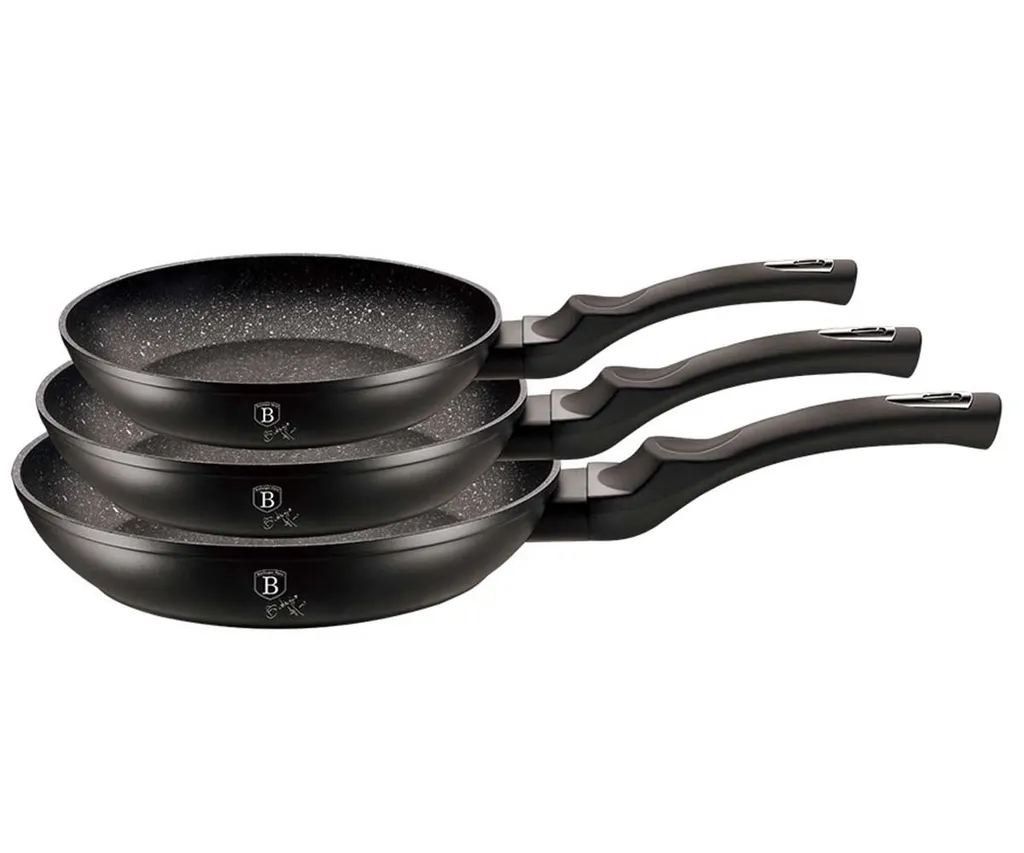 Set 3 Padelle Berlinger Haus BH6159 Black Silver Induzione Alluminio