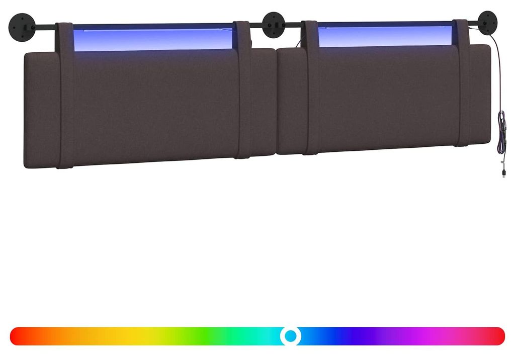 Hängendes Kopfteil Mit LED Licht Dunkelbraun Stoff