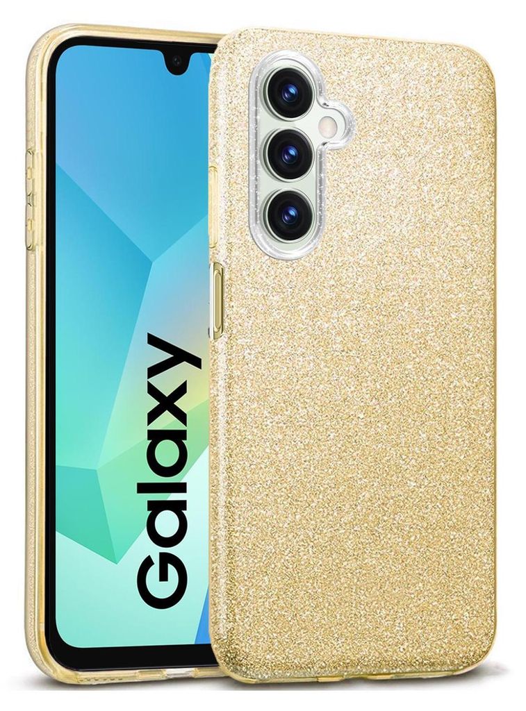 Conie Glitzer Schutzhülle für Samsung Galaxy A16 5G Hybrid Silikon Hard Case TPU Cover Hülle in Gold