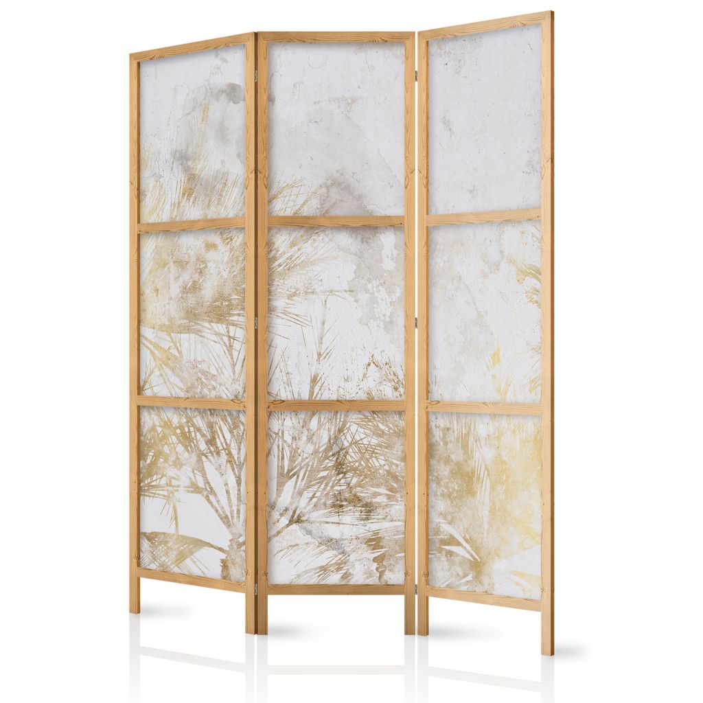 Paravent Pflanzen 135x171 cm 3-teilig einseitig eleganter Sichtschutz Raumteiler Trennwand Raumtrenner Holz Design Motiv Deko Home Office Botanik N...