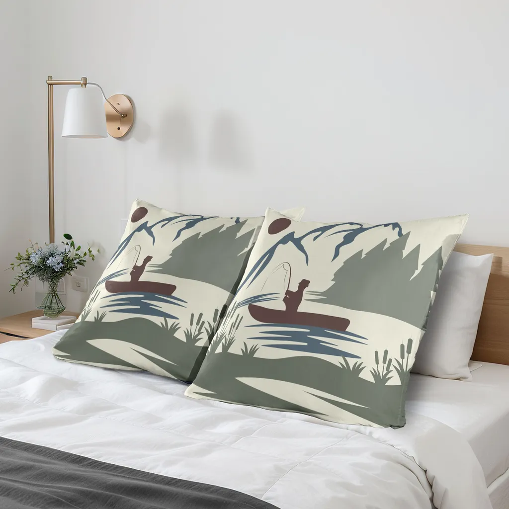 Set 2 Federe Decorative 80x80 ABAKUHAUS Pesca e Natura Avorio