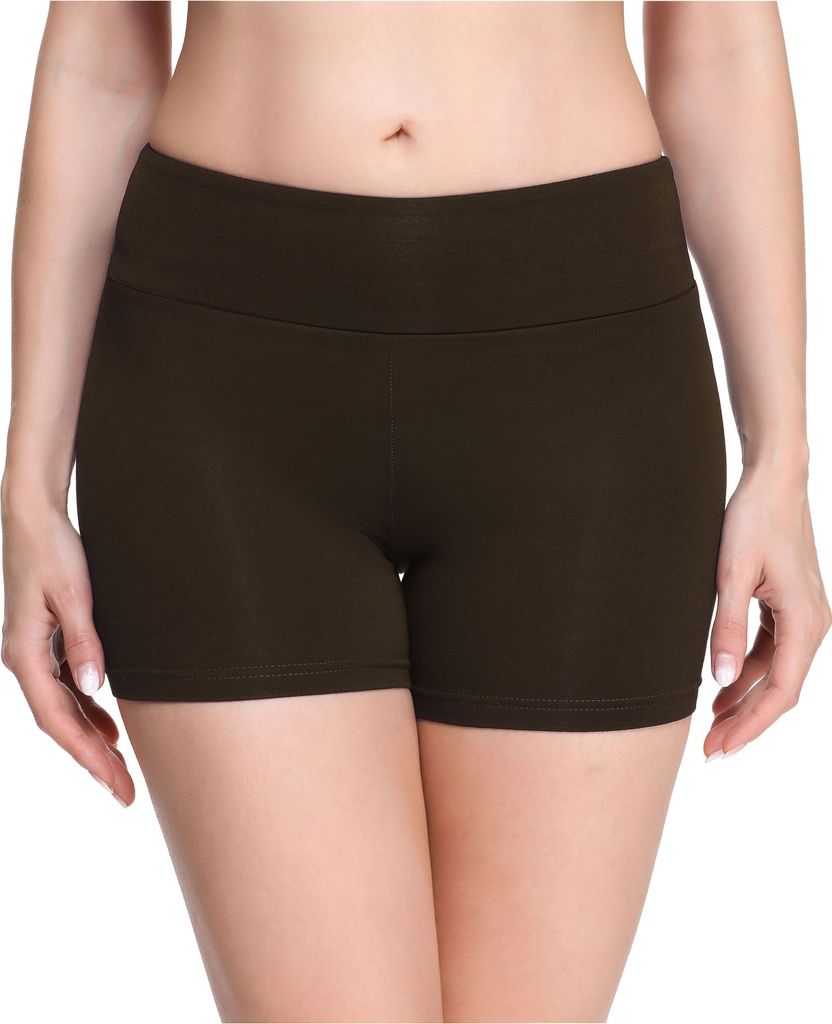 Merry Style Damen Shorts Radlerhose Kurze Hose Boxershorts aus Viskose MS10-284(Braun, XS)