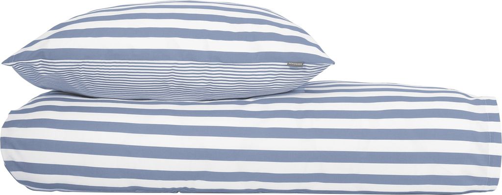 Schiesser Bettwäscheset Marie | 2-teilig | Gestreift | Renforcé | 100 % Baumwolle | Reißverschluss | 135x200cm + 80x80cm | Hellblau