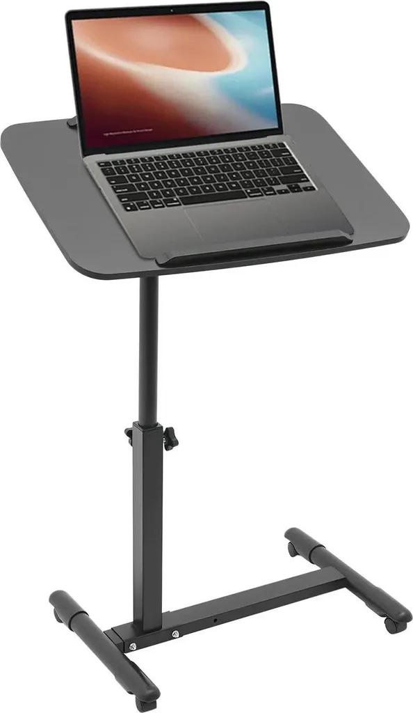 Table roulante ordinateur portable réglable - Bureau d'appoint noir - 5