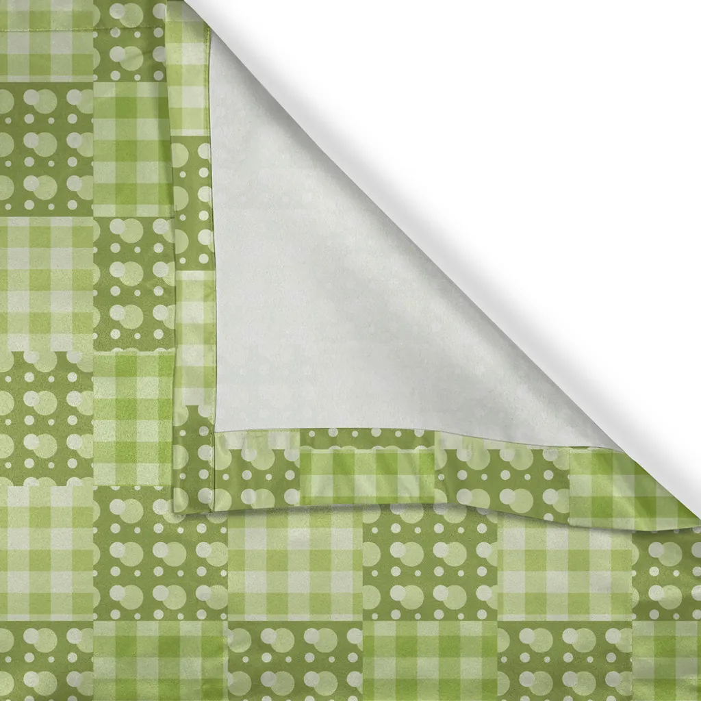 Rideau patchwork vert à œillets 280x175 cm avec graphisme simplifié - 4