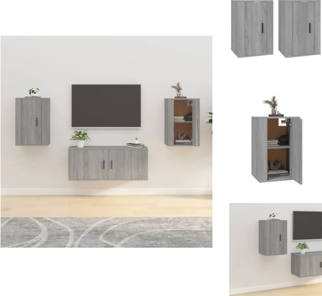 vidaXL Mobili TV a parete 2 pz. Grigio Sonoma 40x34,5x60 cm - Mobili TV