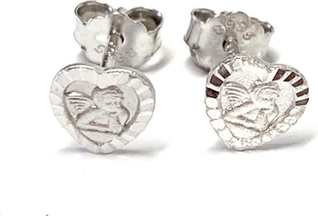 Engel als Ohrstecker 925/- Silber rhod herzförmig mit Diamantierung