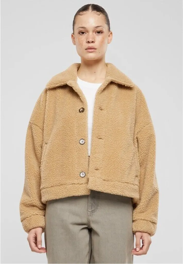 Veste Courte Sherpa Femme avec Boutons Coloris Beige Sable - Taille XS