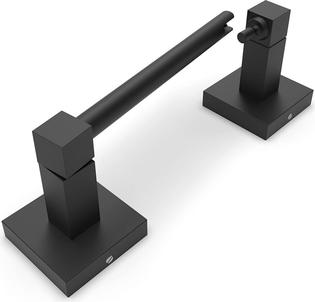 Toilettenpapierhalter, mattschwarz, mit zwei Pfosten, schwenkbar, quadratisch, Taschentuchhalter, Rollenhalter, Kleiderbügel, Toilettenpapierstän...